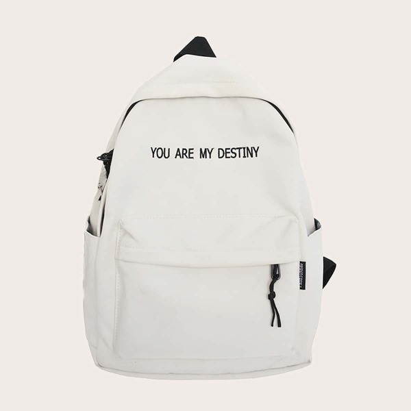 

Letter Detail Pocket Front Backpack, White
