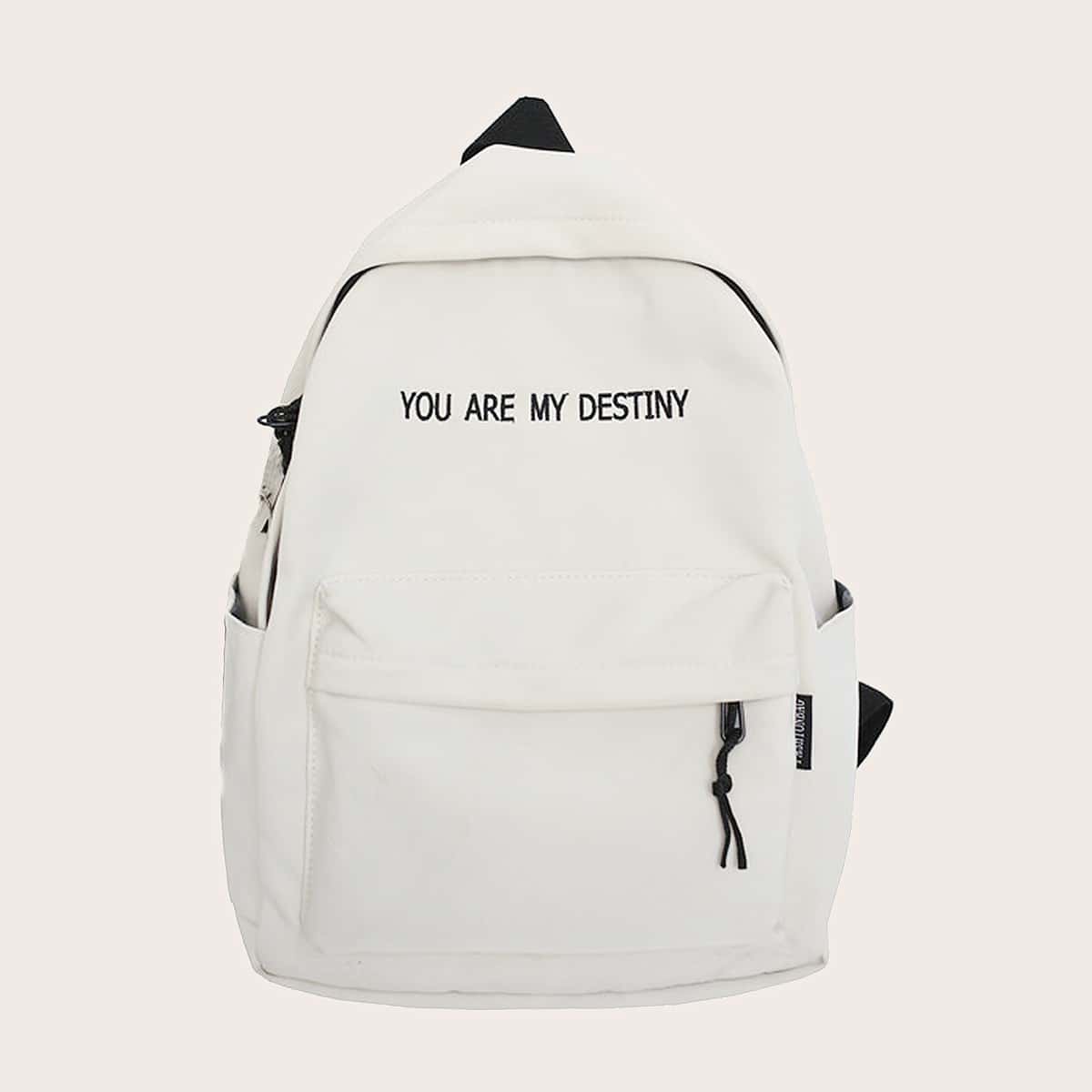 

Letter Detail Pocket Front Backpack, White