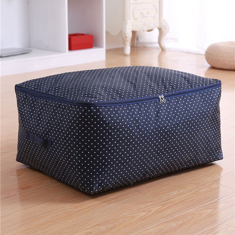 

1pc Polka Dot Print Quilt Storage Bag, Navy blue