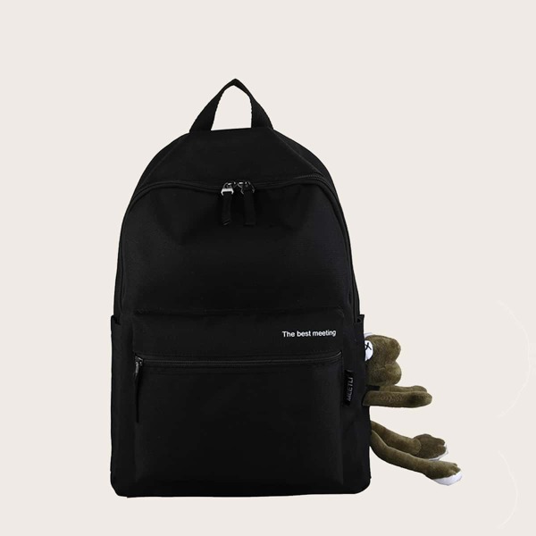 

Pocket Front Toy Decor Backpack, Black