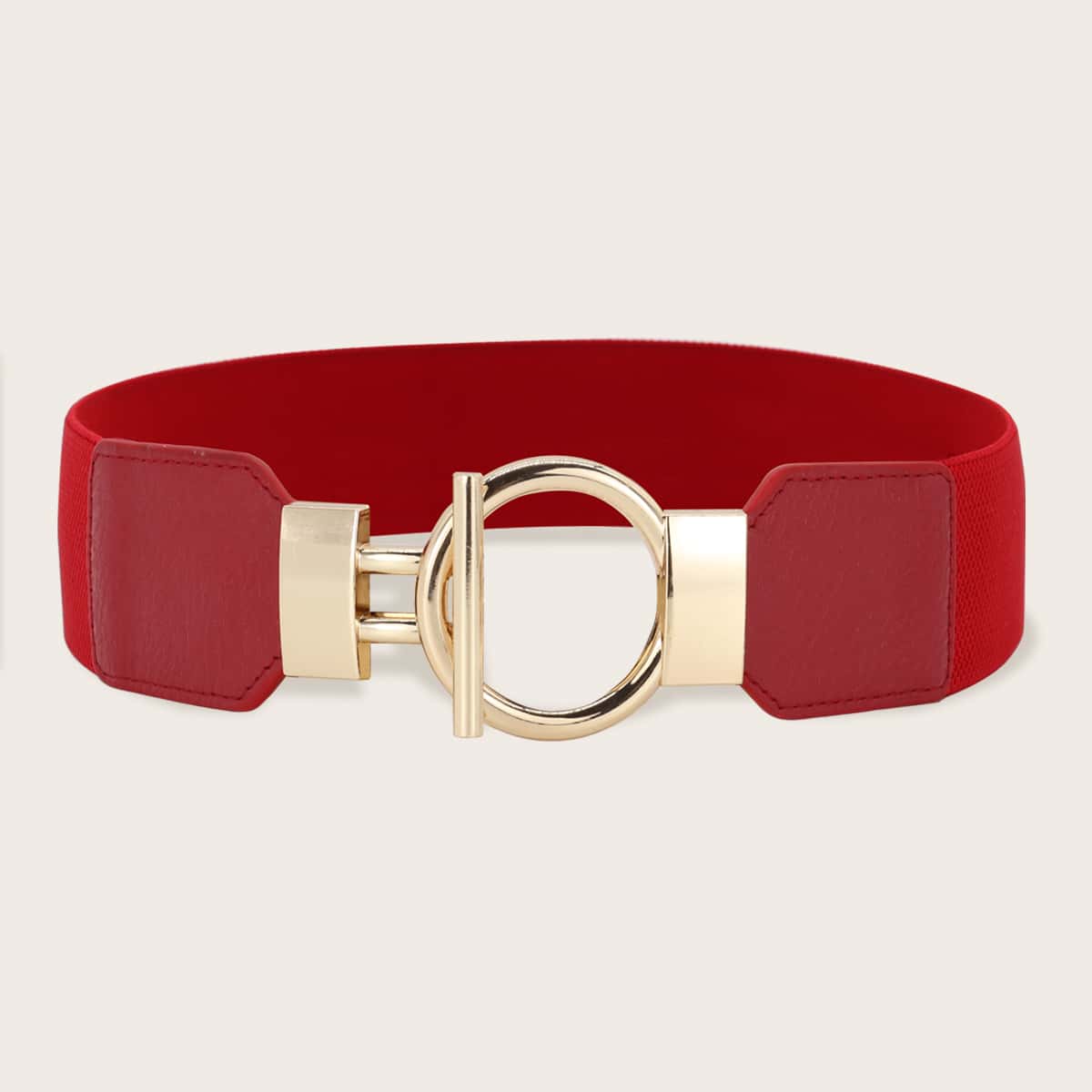 

O-ring Buckle Wide Belt, Red