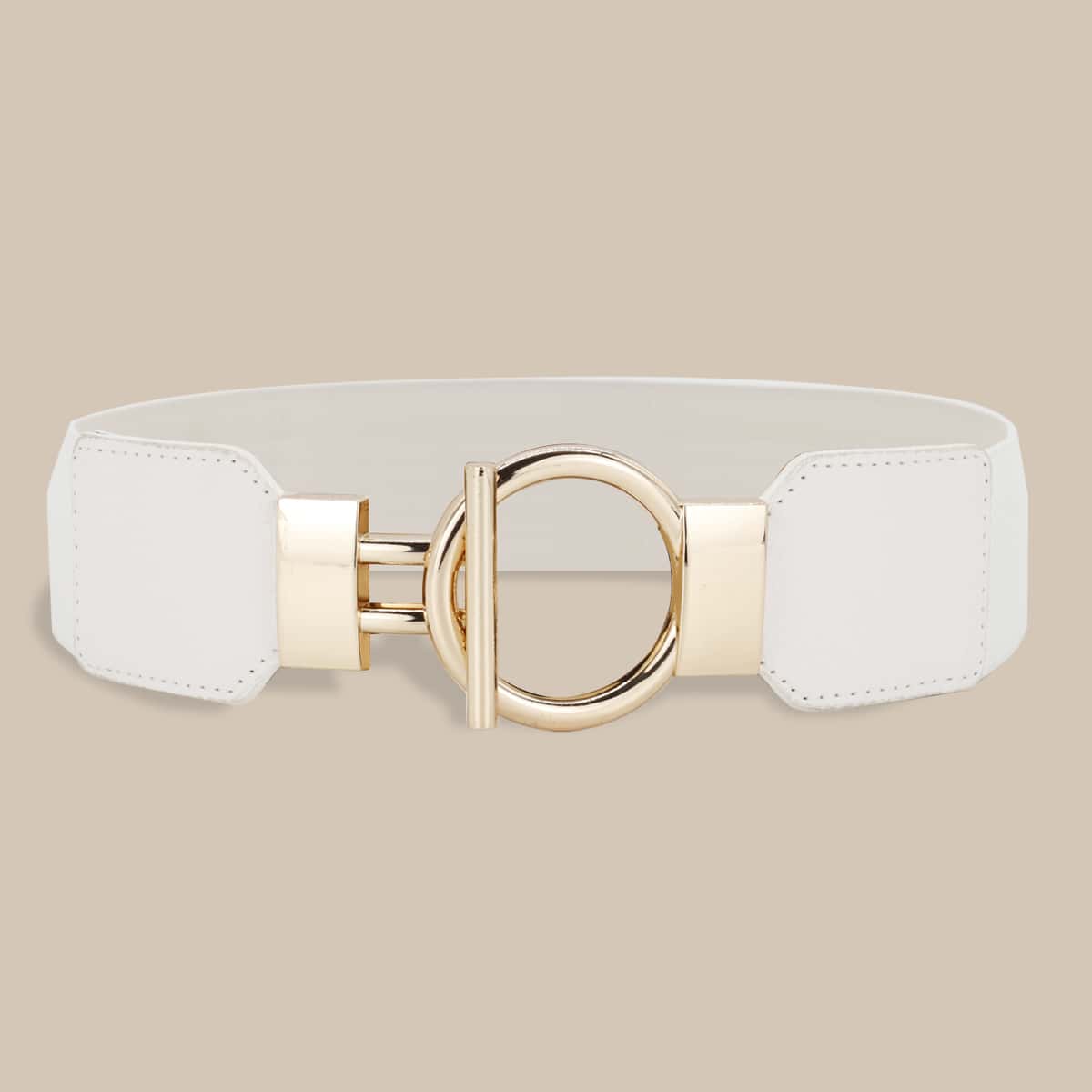 

O-ring Buckle Wide Belt, White