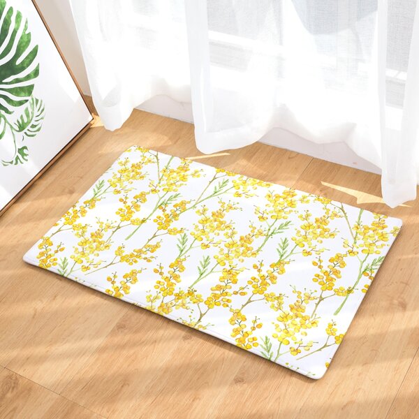 

Flower Print Floor Mat, Yellow