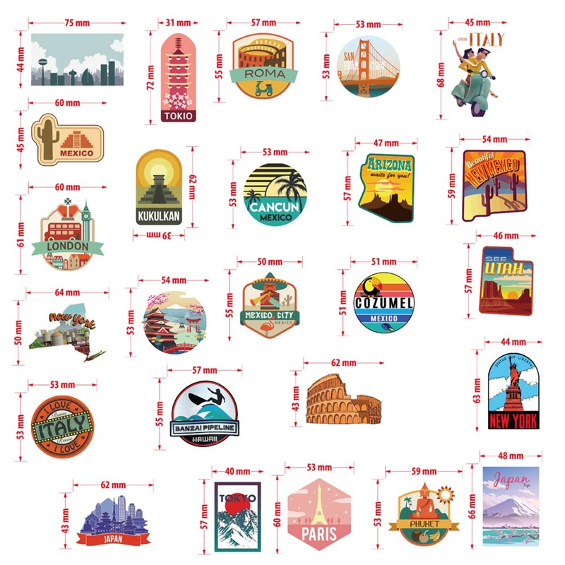 

50pcs Stamp Sticker, Multicolor