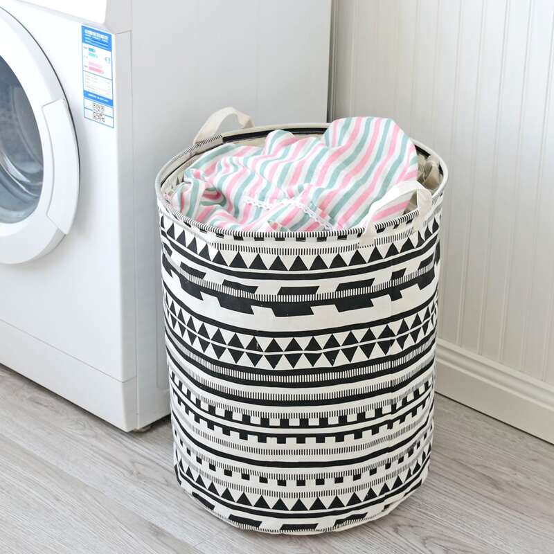 

Geometric Pattern Storage Basket, Black and white