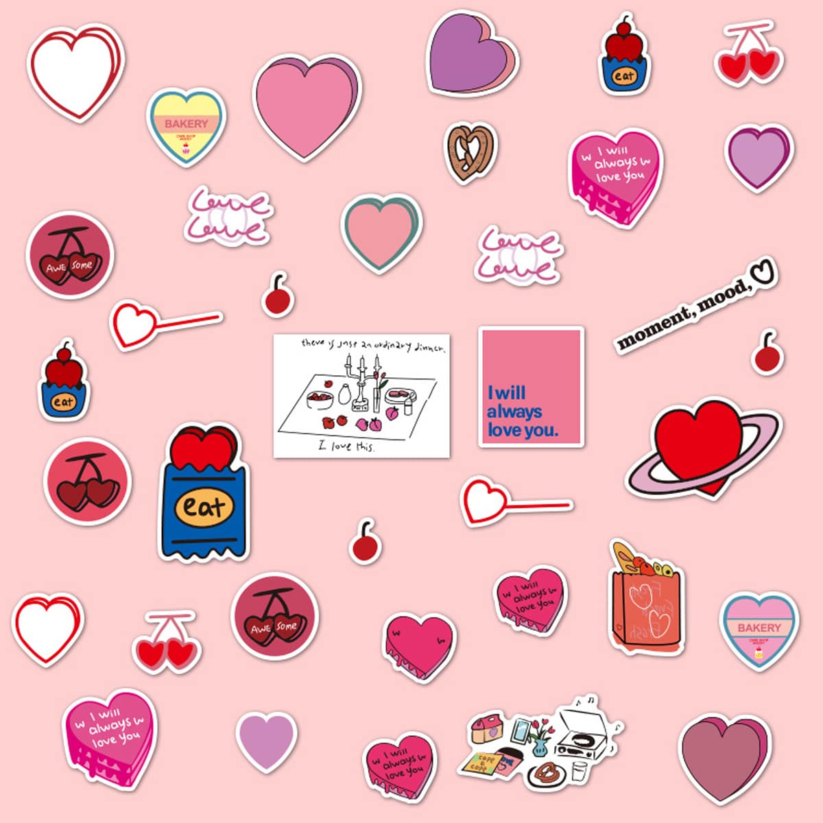 

1sheet Heart Sticker, Multicolor