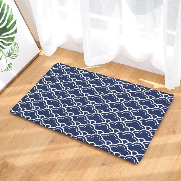 

Wave Pattern Floor Mat, Navy blue
