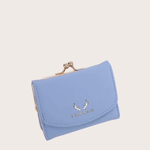 

2 In 1 Snap Button Purse With Card Holder, Blue
