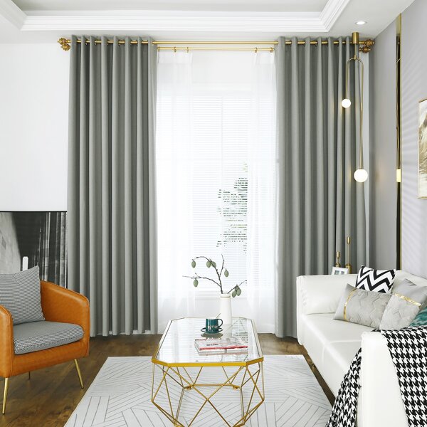 

1pc Solid Blackout Curtain, Grey