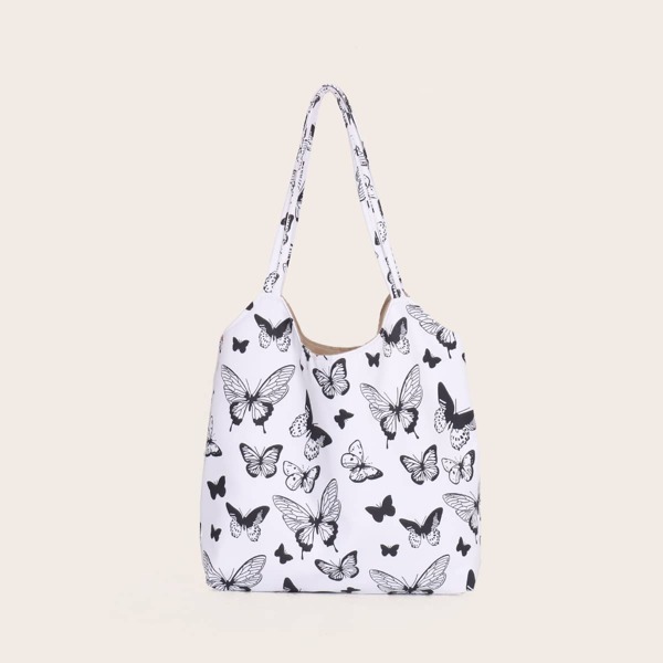 

Butterfly Print Tote Bag, White