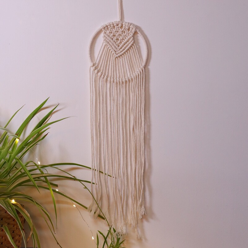 

1pc Braided Boho Wall Decor, Beige