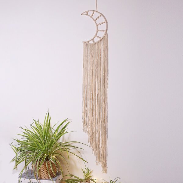 

1pc Braided Moon Dream Catcher, Beige