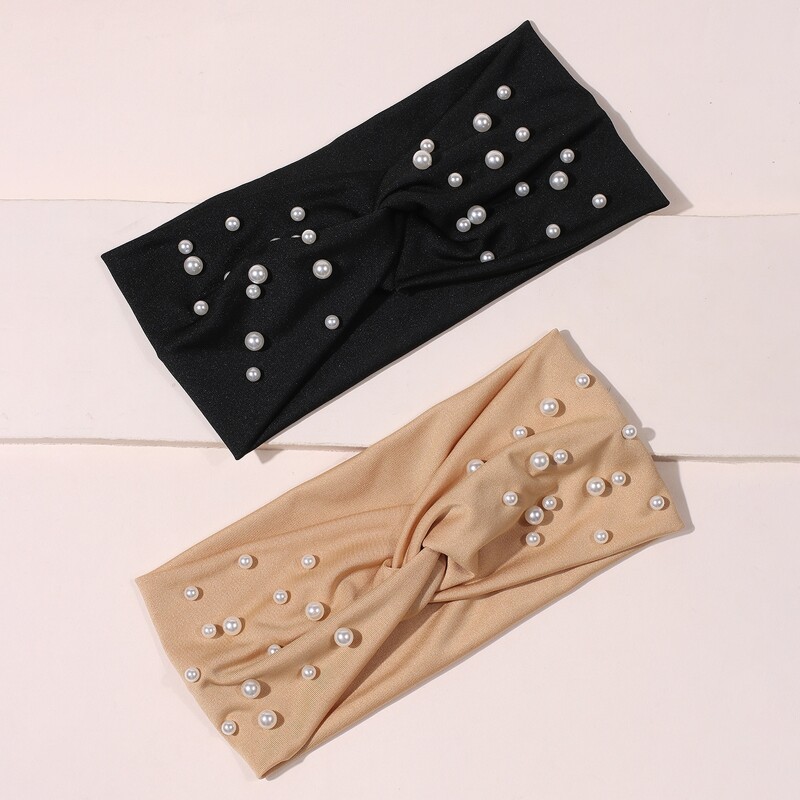 

2pcs Faux Pearl Decor Headband, Multicolor