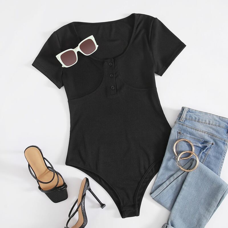 

Black Button Tee Bodysuit
