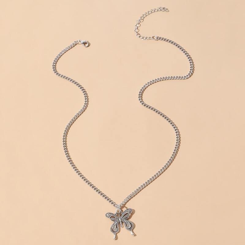 

Butterfly Pendant Necklace, Silver