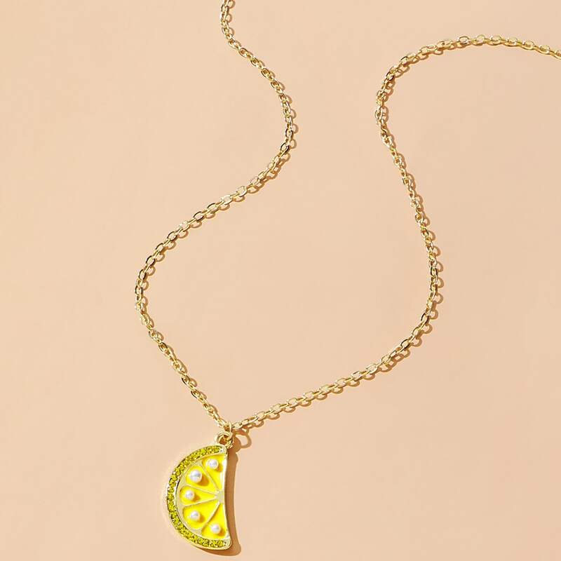 

Lemon Pendant Necklace, Gold