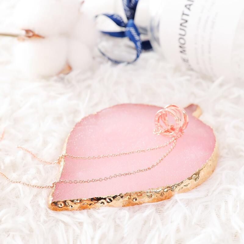 

1pc Leaf Shaped Jewelry Display Tray, Pink