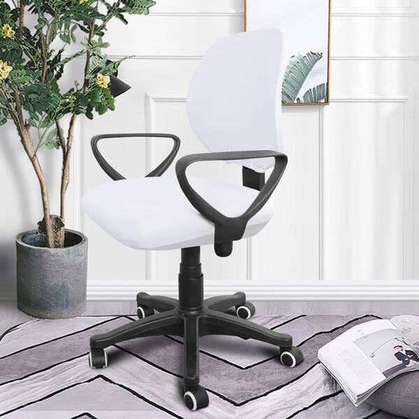 

Solid Stretchy Swivel Chair Cover, White