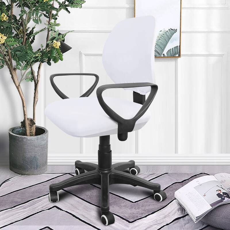 Solid Stretchy Swivel Chair Cover, White