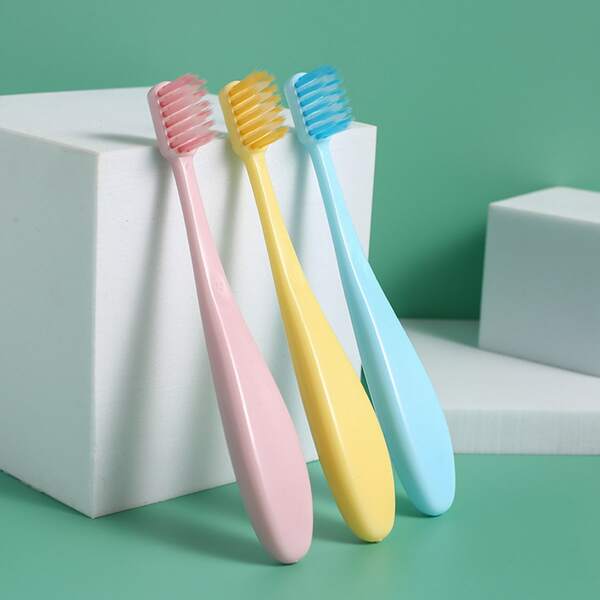 

3pcs Kids Solid Toothbrush, Multicolor