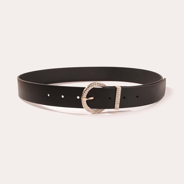 

Rhinestone Decor Buckle Belt, Black