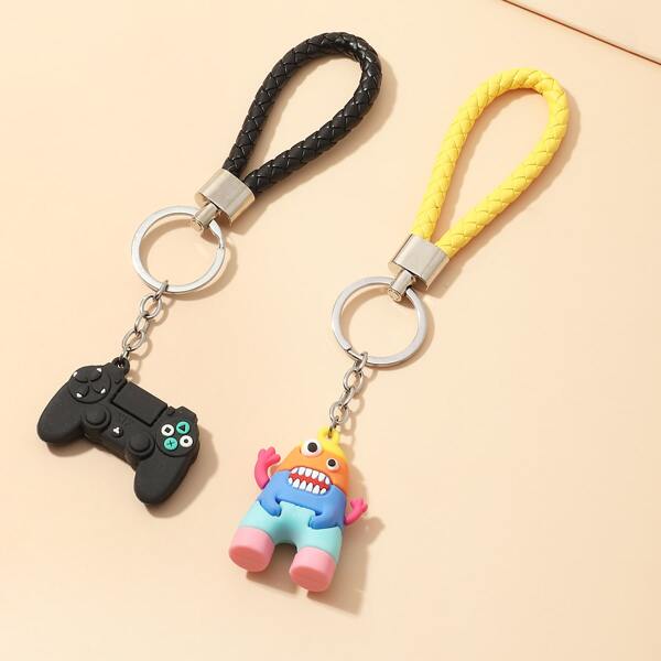 

2pcs Cartoon Pendant Keychain, Multicolor