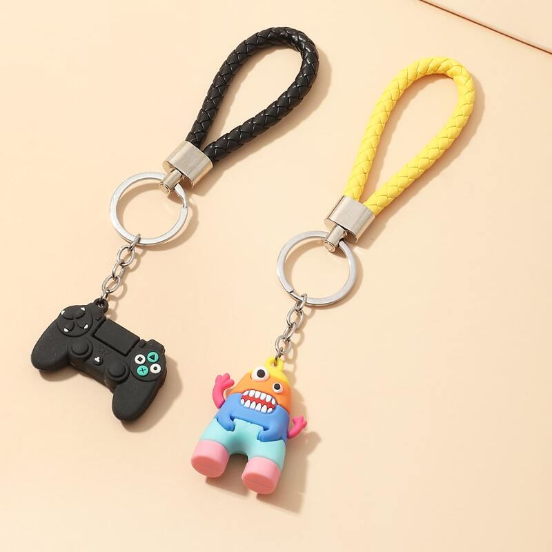 

2pcs Cartoon Pendant Keychain, Multicolor