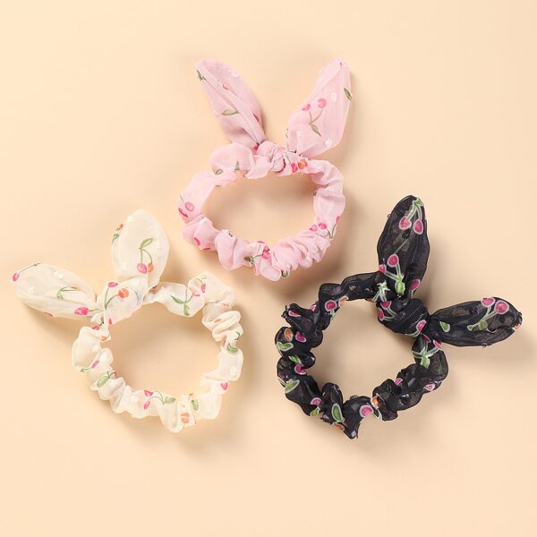 

3pcs Rabbit Ear Scrunchie, Multicolor