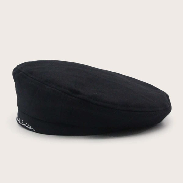 

Letter Embroidery Beret, Black
