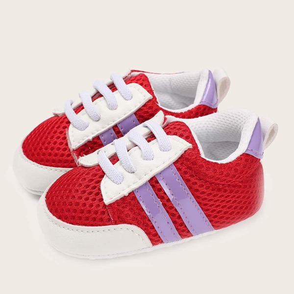 

Baby Boy Lace-up Front Striped Graphic Sneakers, Red