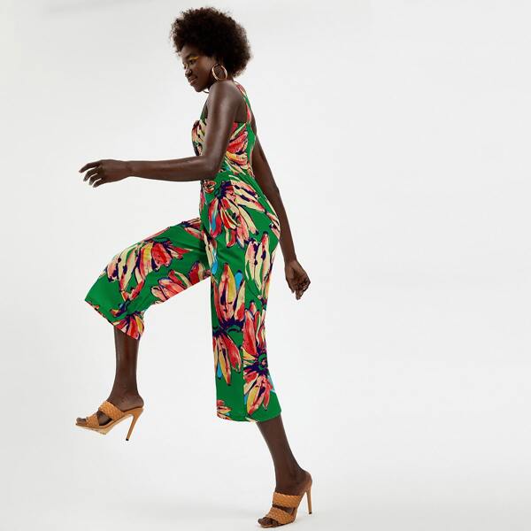 

Banana Print Shirred Back Cami Jumpsuit, Multicolor