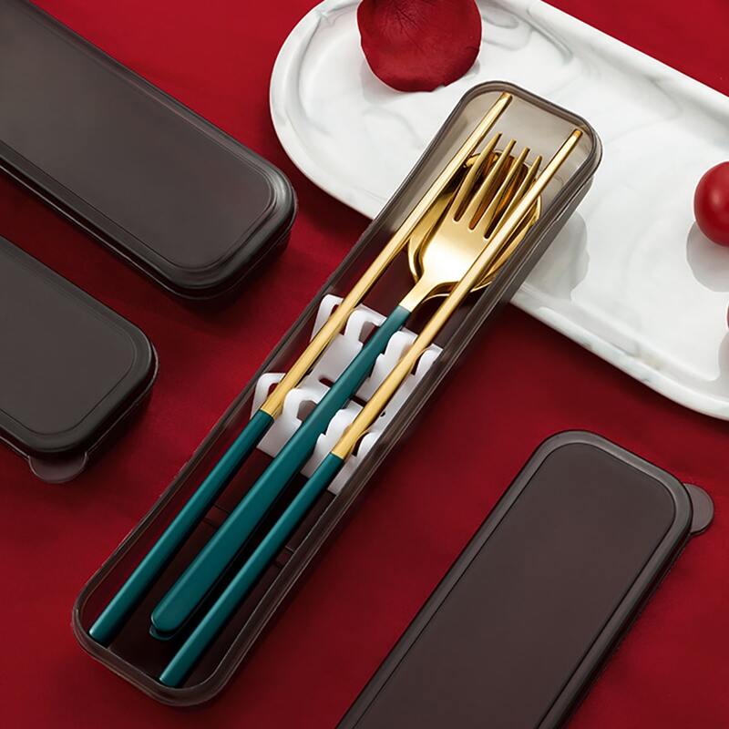

3pcs Portable Cutlery Set, Dark green