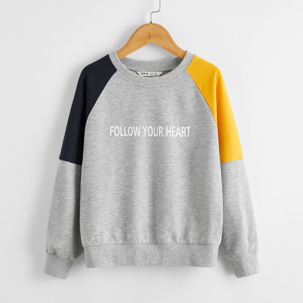 

Girls Slogan Graphic Raglan Sleeve Pullover, Light grey