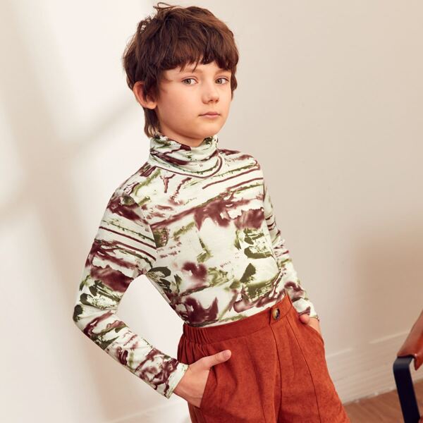 

Boys Turtleneck Tie Dye Top, Multicolor