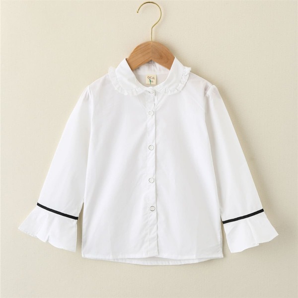 

Toddler Girls Flounce Sleeve Frill Trim Blouse, White