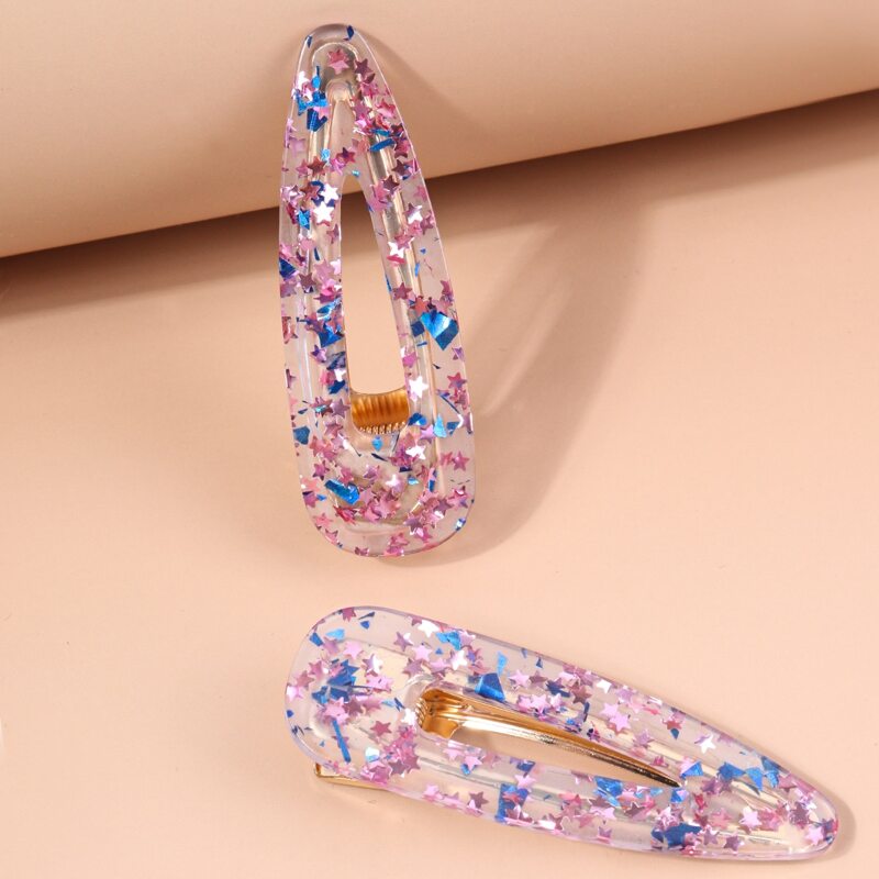 

2pcs Acrylic Hair Clip, Multicolor