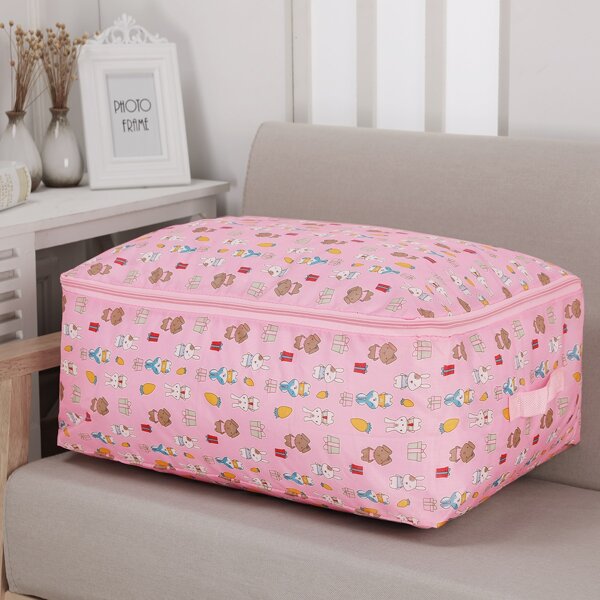 

1pc Cartoon Rabbit Print Quilt Storage Bag, Pink