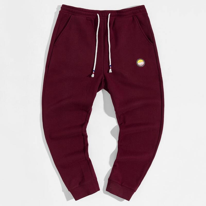 

Guys Patched Detail Sweatpants, Maroon