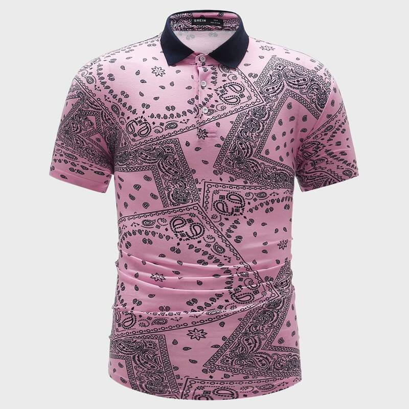 

Guys Paisley Print Polo Shirt, Pink