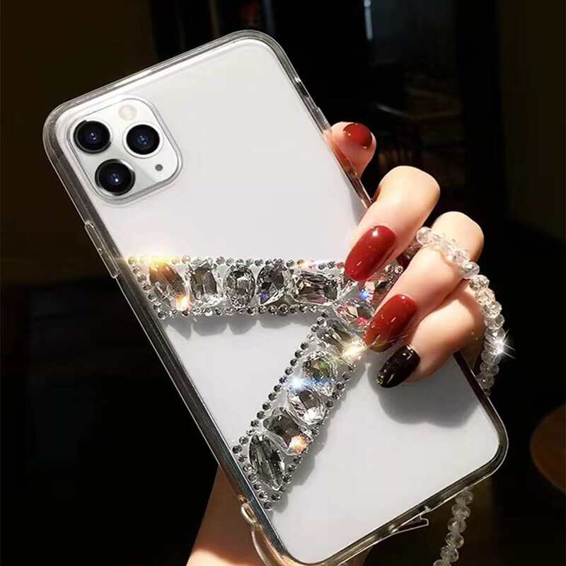 

Rhinestone Clear Lanyard iPhone Case