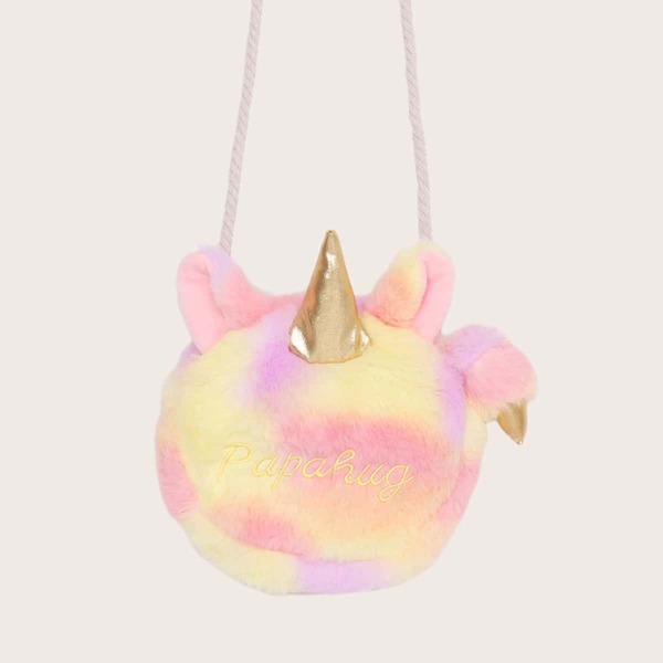 

Girls Gradient Unicorn Design Fluffy Crossbody Bag, Multicolor