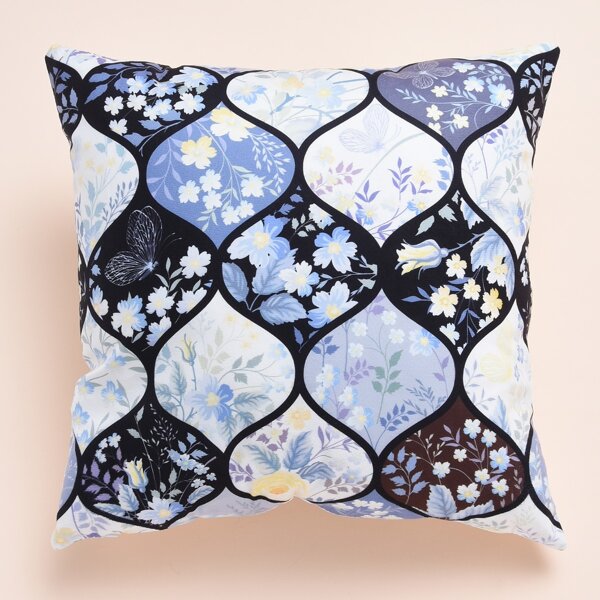 

Flower Print Cushion Cover Without Filler, Multicolor