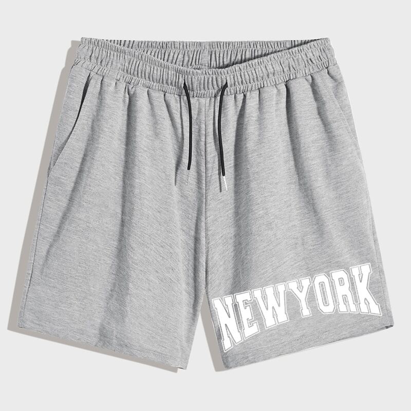 

Guys Letter Graphic Drawstring Shorts, Light grey