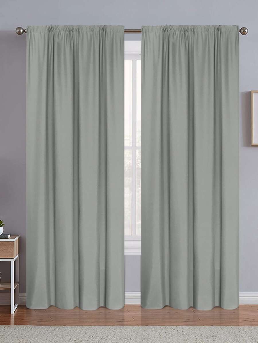 1pc Solid Blackout Curtain - Grey - View 1