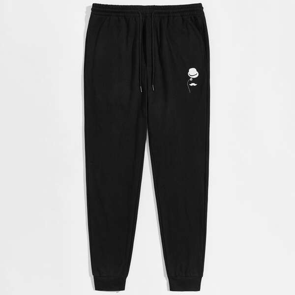 

Men Cartoon Graphic Sweatpants, Black