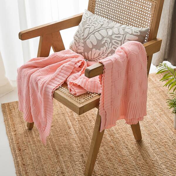 

Solid Knitted Blanket, Pink