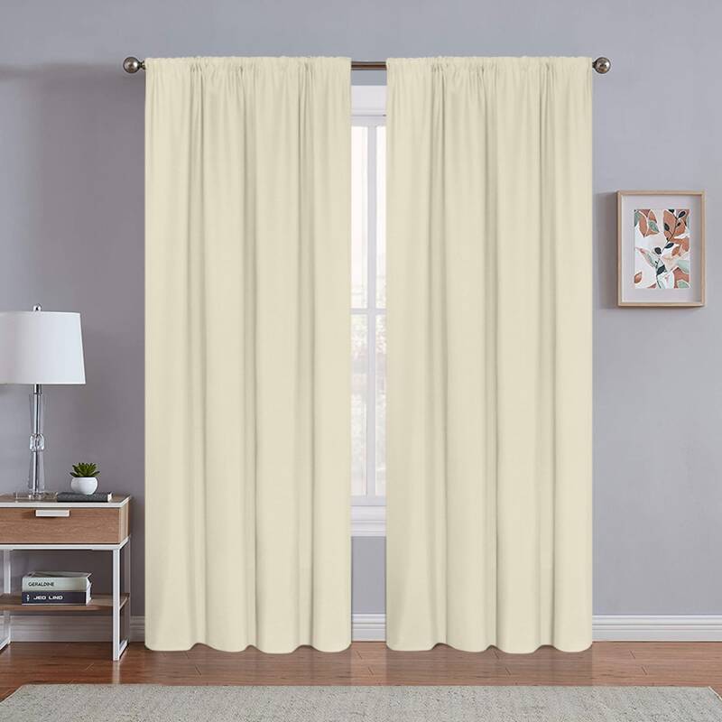 

1pc Solid Pole Curtain, Beige