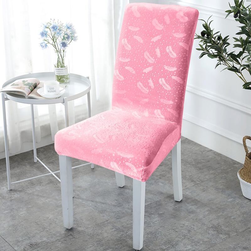 

Feather Print Stretchy Chair Cover, Pink