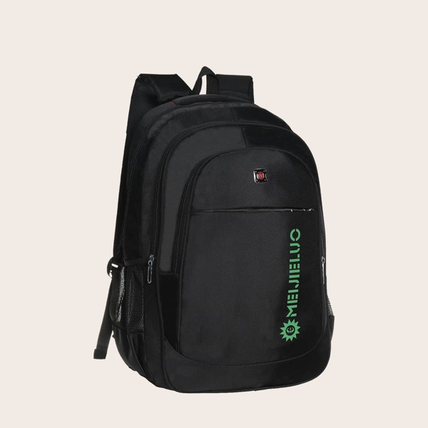 

Men Letter Graphic Large Capacity Backpack, Black
