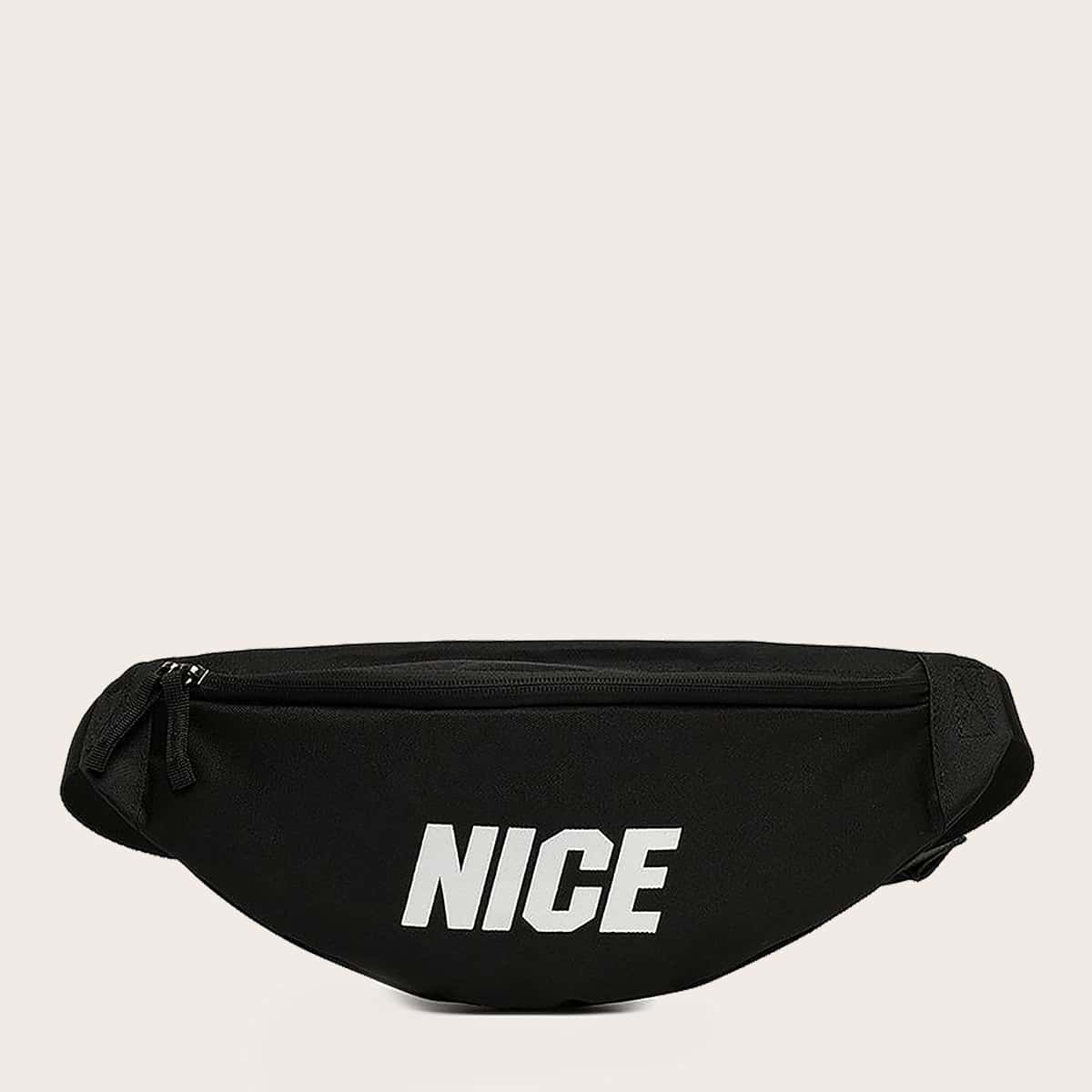 

Letter Graphic Fanny Pack, Black